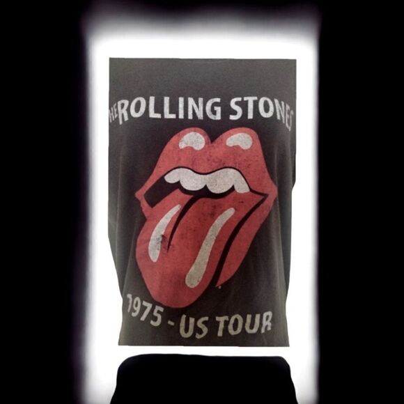 The Rolling Stones 1975 US Tour T-Shirt Men's  Short Sleeve Tongue MEDIUM Gray - Picture 5 of 8
